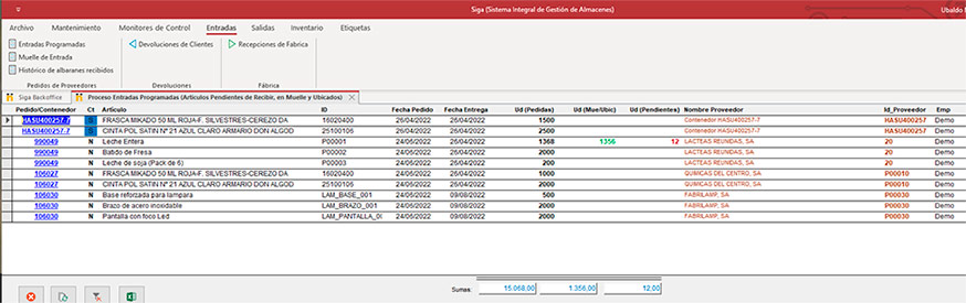 SIGA. Sistema Integral de Gestion de Almacenes.