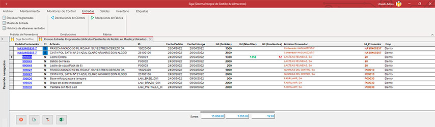 SIGA. Sistema Integral de Gestion de Almacenes.