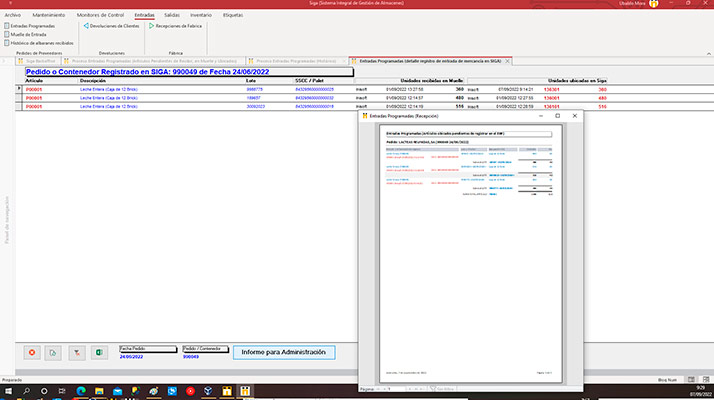 SIGA. Sistema Integral de Gestion de Almacenes.